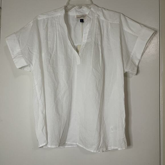 NEW! Universal thread white vneck short sleeve casual cotton blouse top medium - Picture 1 of 5